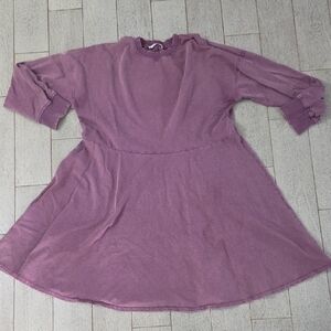 Zara Distressed Plum Sweatshirt Dress, Sz US Medium